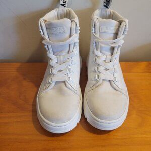 White canvas Dr Martin platform Combat Boots